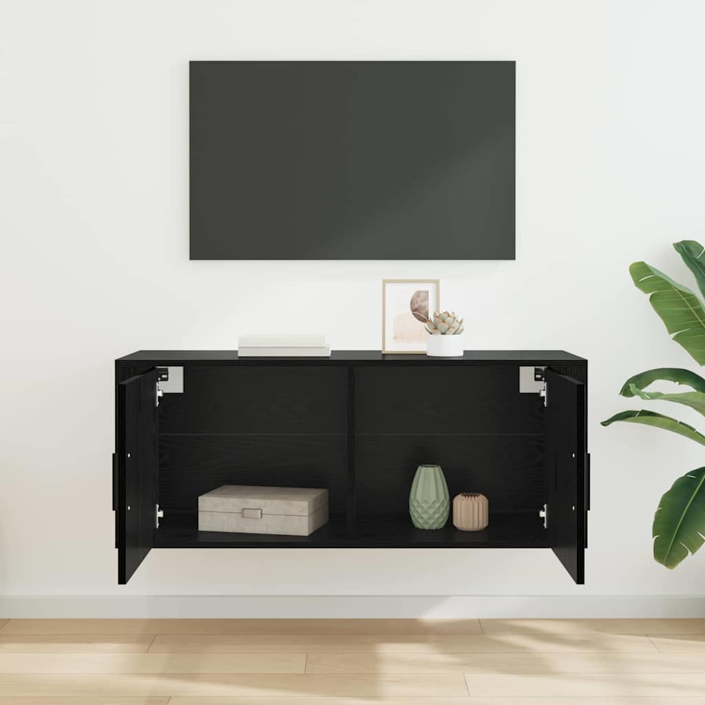 Meuble TV mural Chêne noir 100 x 34,5 x 40 cm Bois d'ingénierie - XIOS