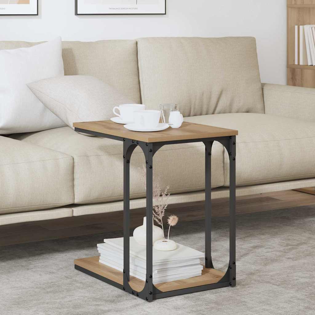 Table d'appoint avec étagère chêne artisanal 50 x 35 x 52 cm - XIOS