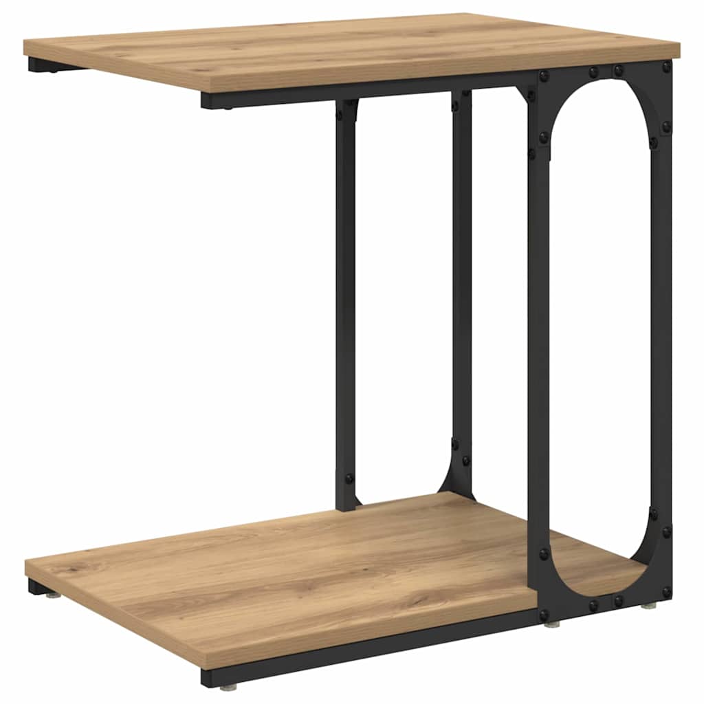 Table d'appoint avec étagère chêne artisanal 50 x 35 x 52 cm - XIOS