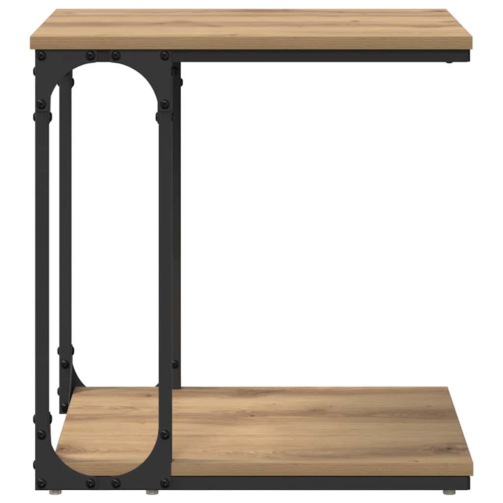 Table d'appoint avec étagère chêne artisanal 50 x 35 x 52 cm - XIOS