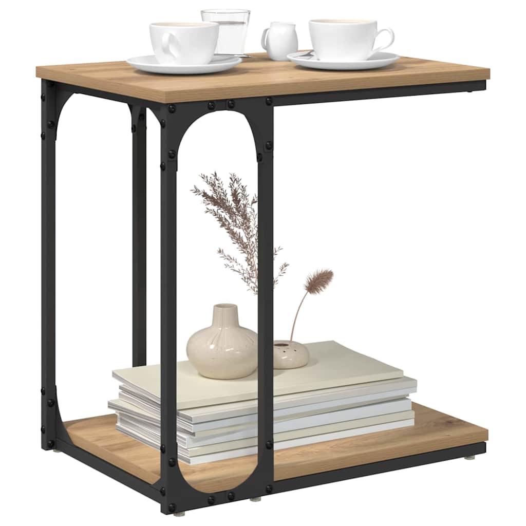 Table d'appoint avec étagère chêne artisanal 50 x 35 x 52 cm - XIOS