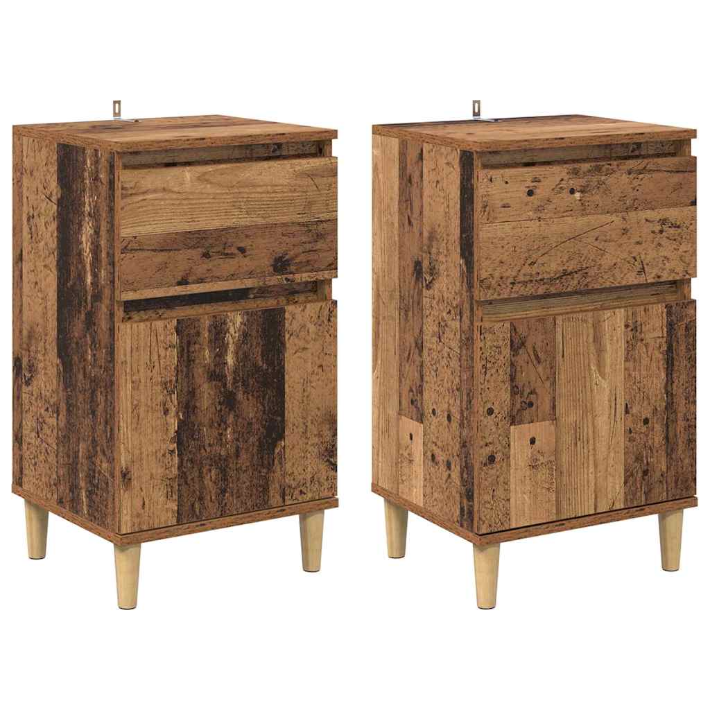 Cabinet de chevet avec tiroir 2 pcs Bois ancien 40 x 35 x 70 cm - XIOS
