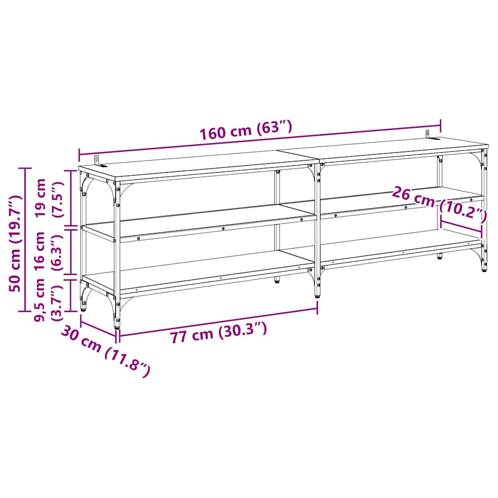 Meuble TV Bois Ancien 160 x 30 x 50 cm Bois d'ingénierie et fer - XIOS
