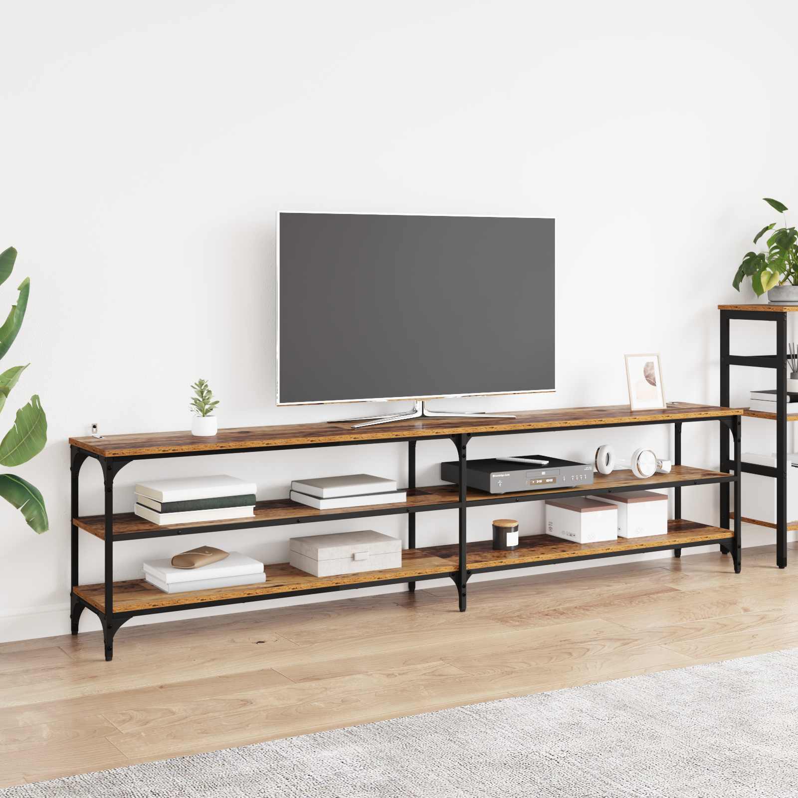 Meuble TV Bois Ancien 200 x 30 x 50 cm Bois d'ingénierie et fer - XIOS