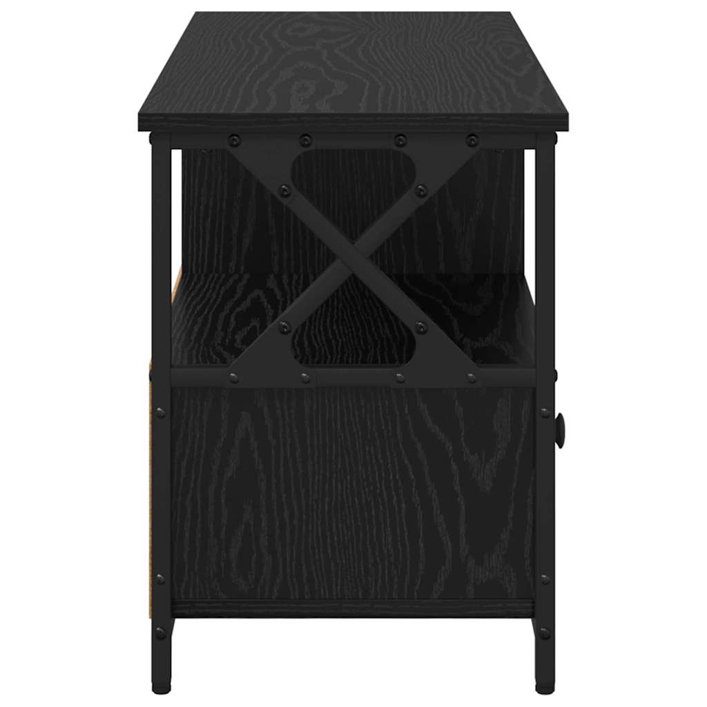 Meuble TV Chêne noir 90 x 33 x 45 cm Bois d'ingénierie et acier - XIOS