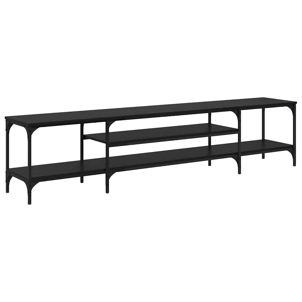 Meuble TV Chêne noir 201 x 35 x 45 cm Bois d'ingénierie et fer - XIOS