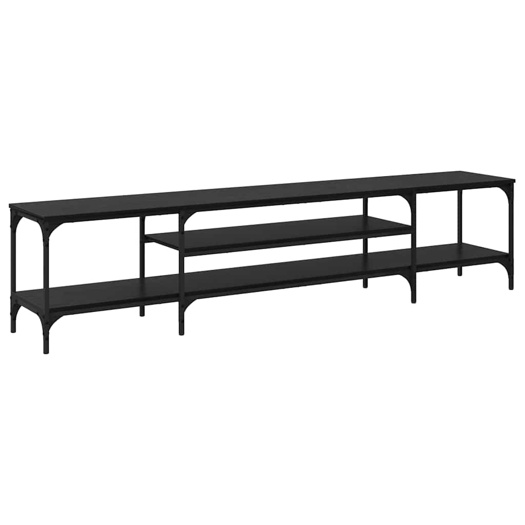 Meuble TV Chêne noir 201 x 35 x 45 cm Bois d'ingénierie et fer - XIOS