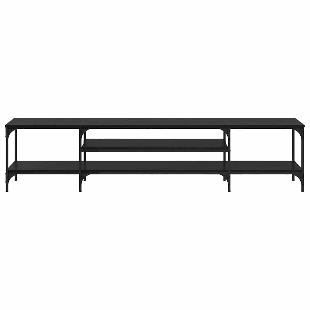 Meuble TV Chêne noir 201 x 35 x 45 cm Bois d'ingénierie et fer - XIOS