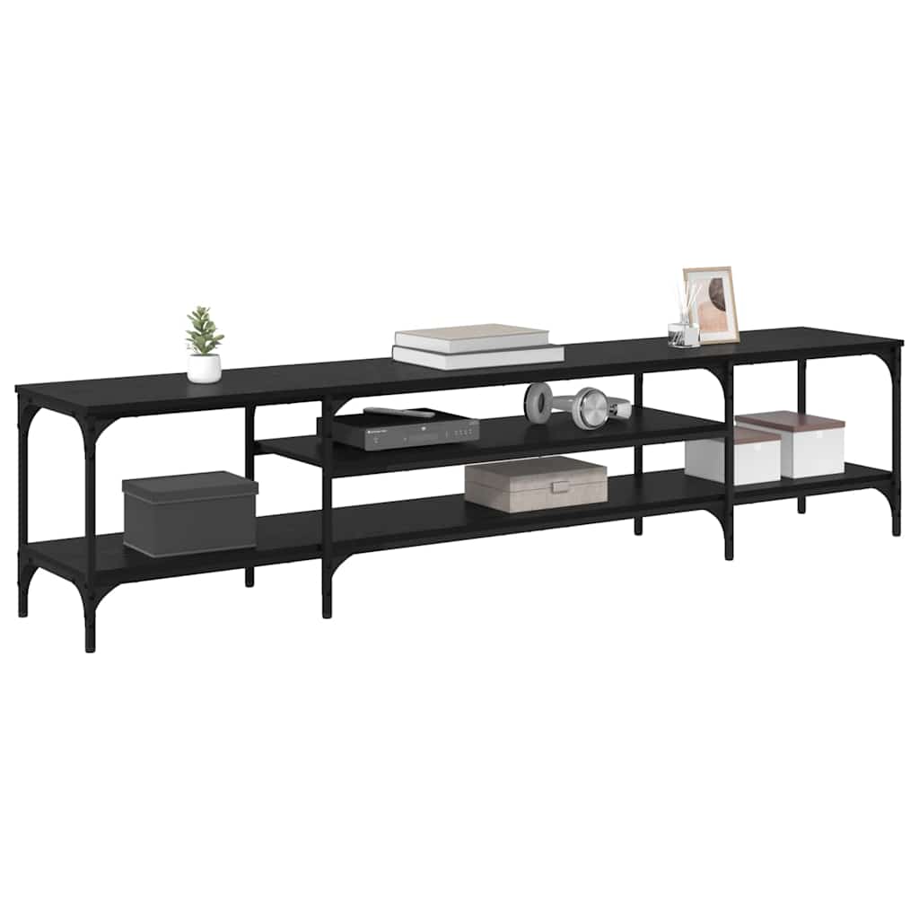 Meuble TV Chêne noir 201 x 35 x 45 cm Bois d'ingénierie et fer - XIOS
