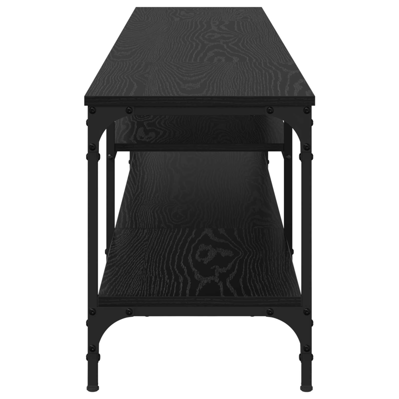 Meuble TV Chêne noir 201 x 35 x 45 cm Bois d'ingénierie et fer - XIOS