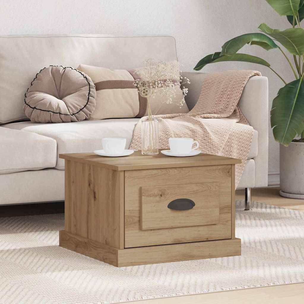 Table basse chêne artisanal 50 x 50 x 35 cm Bois d'ingénierie - XIOS