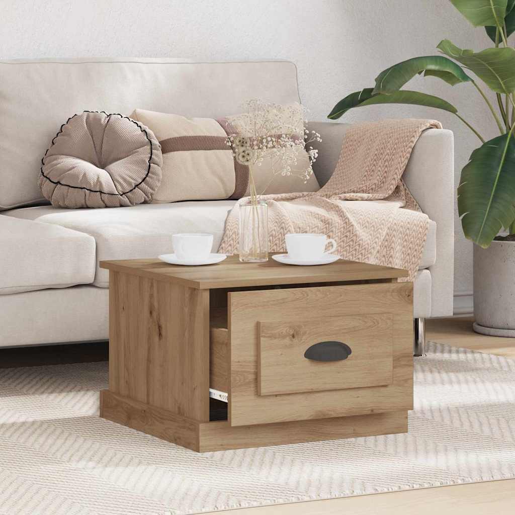 Table basse chêne artisanal 50 x 50 x 35 cm Bois d'ingénierie - XIOS
