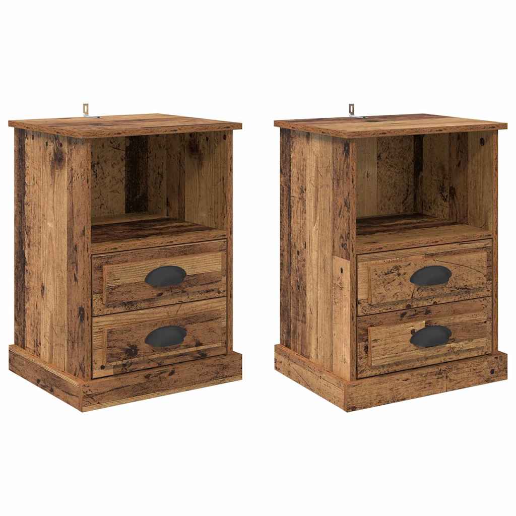Cabinet de chevet avec tiroir 2 pcs Bois ancien 43 x 36 x 60 cm - XIOS