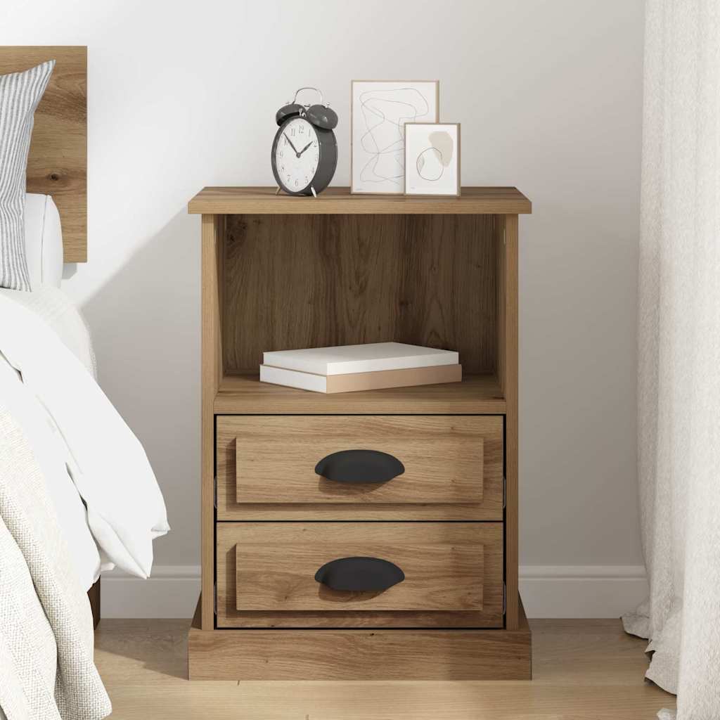 Cabinet de chevet avec tiroir chêne artisanal 43 x 36 x 60 cm - XIOS