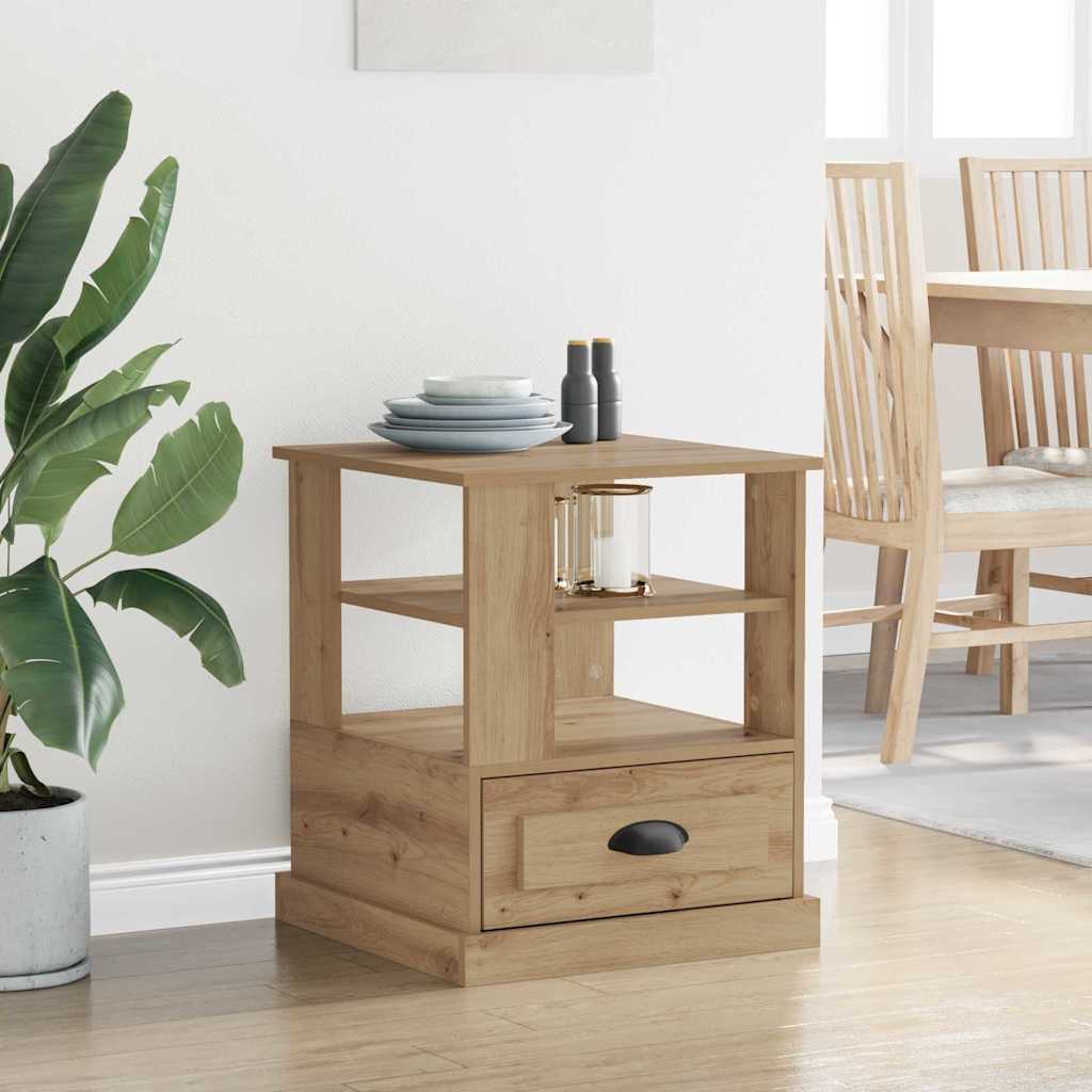 Cabinet de chevet avec tiroir chêne artisanal 50 x 50 x 60 cm - XIOS