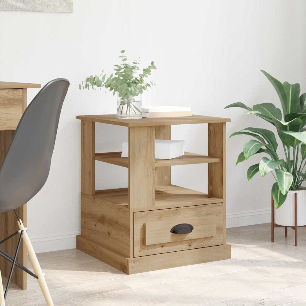 Cabinet de chevet avec tiroir chêne artisanal 50 x 50 x 60 cm - XIOS