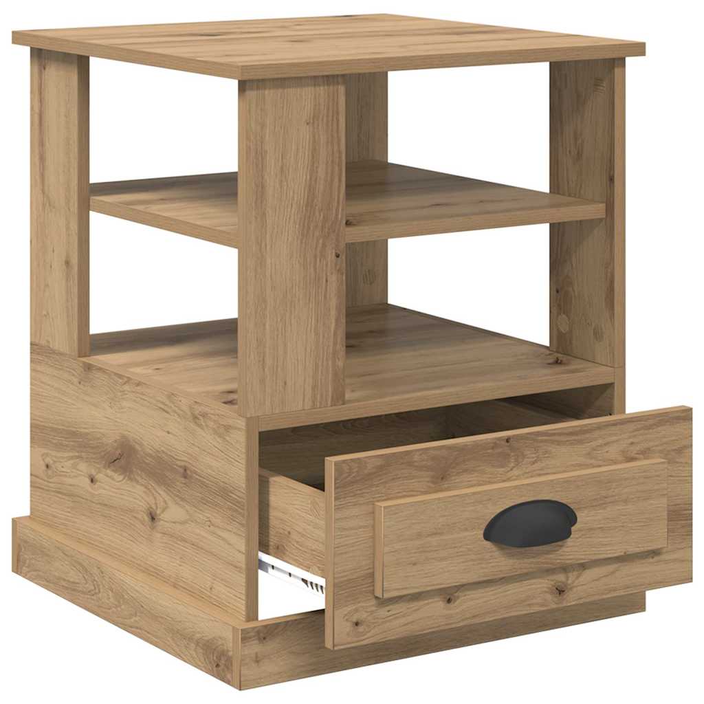 Cabinet de chevet avec tiroir chêne artisanal 50 x 50 x 60 cm - XIOS