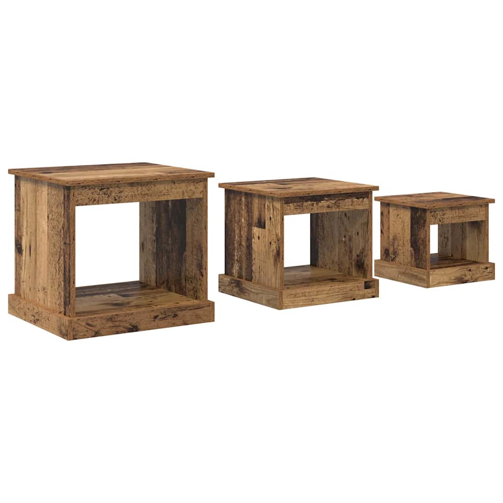 Table basse 3 pcs Bois Ancien Bois d'ingénierie - XIOS