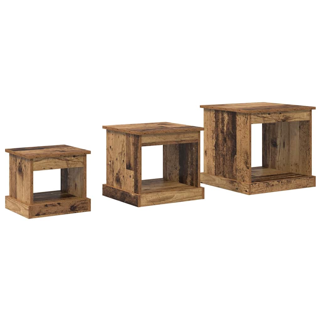 Table basse 3 pcs Bois Ancien Bois d'ingénierie - XIOS