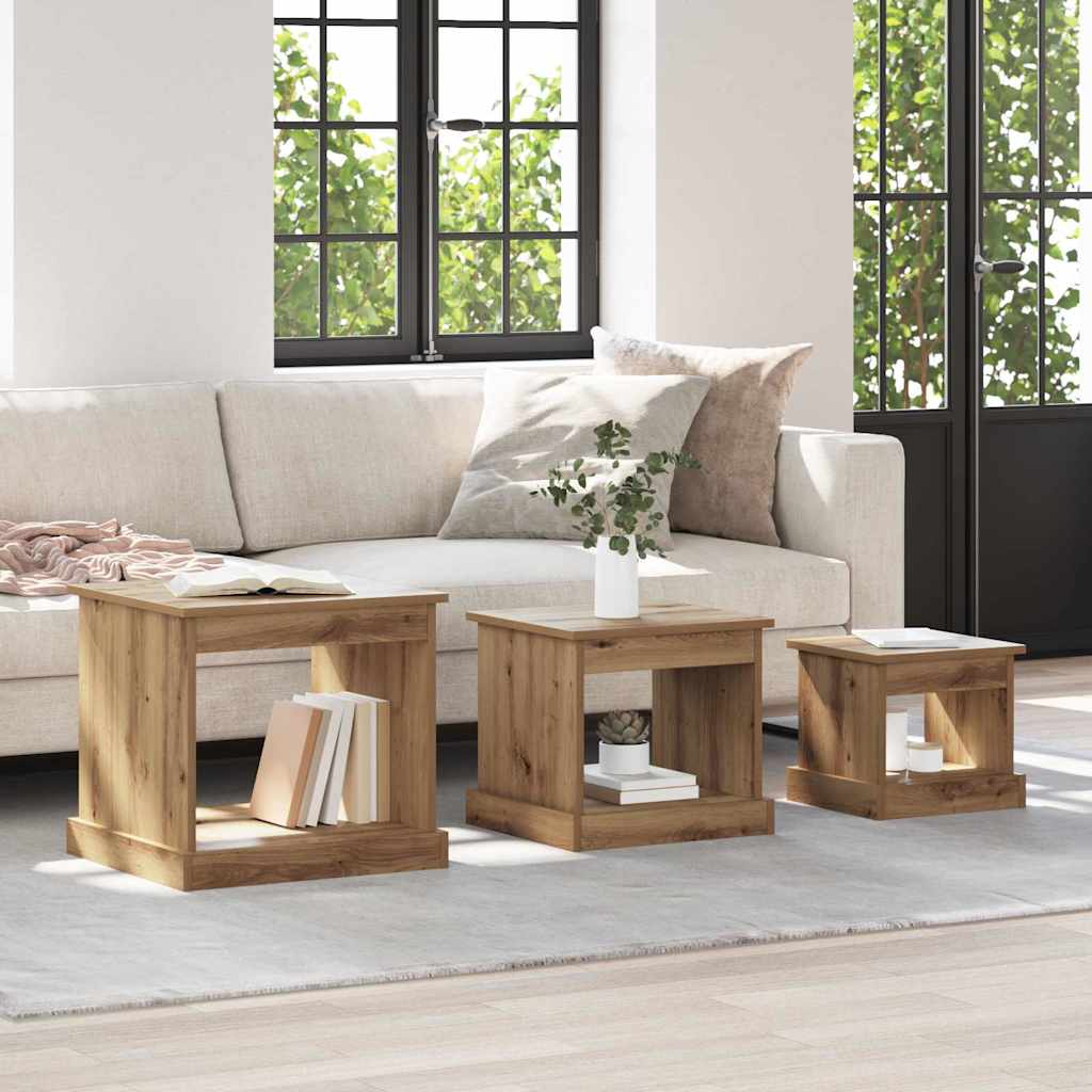 Table basse 3 pcs Chêne artisanal Bois d'ingénierie - XIOS