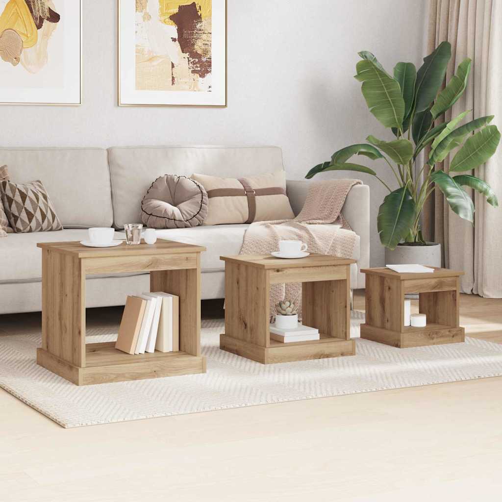 Table basse 3 pcs Chêne artisanal Bois d'ingénierie - XIOS
