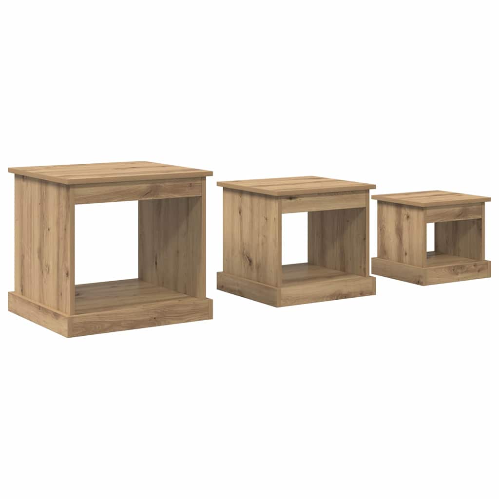 Table basse 3 pcs Chêne artisanal Bois d'ingénierie - XIOS