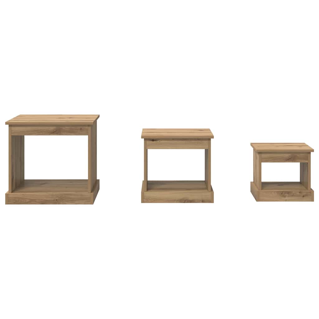 Table basse 3 pcs Chêne artisanal Bois d'ingénierie - XIOS