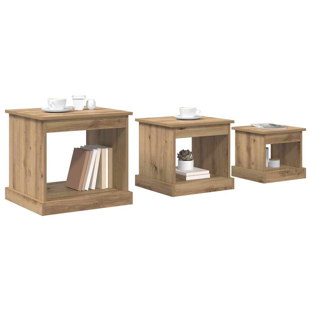 Table basse 3 pcs Chêne artisanal Bois d'ingénierie - XIOS