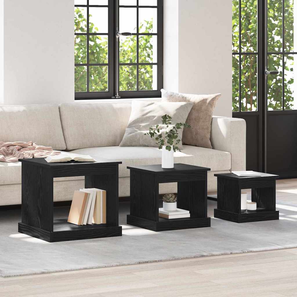 Table basse 3 pcs Chêne noir Bois d'ingénierie - XIOS