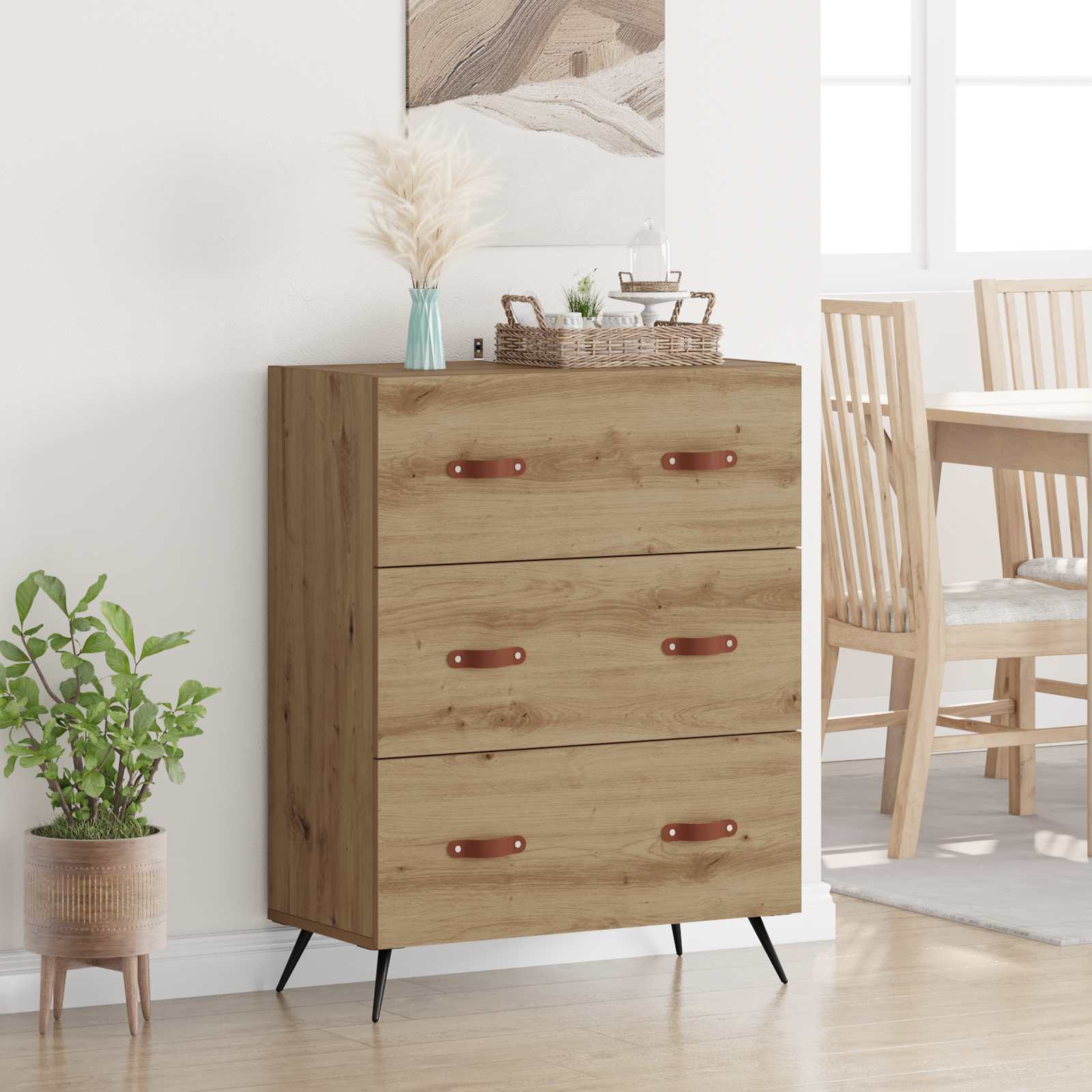 Commode Chêne Artisanal 69,5 x 34 x 90 cm Bois d’ingénierie - XIOS