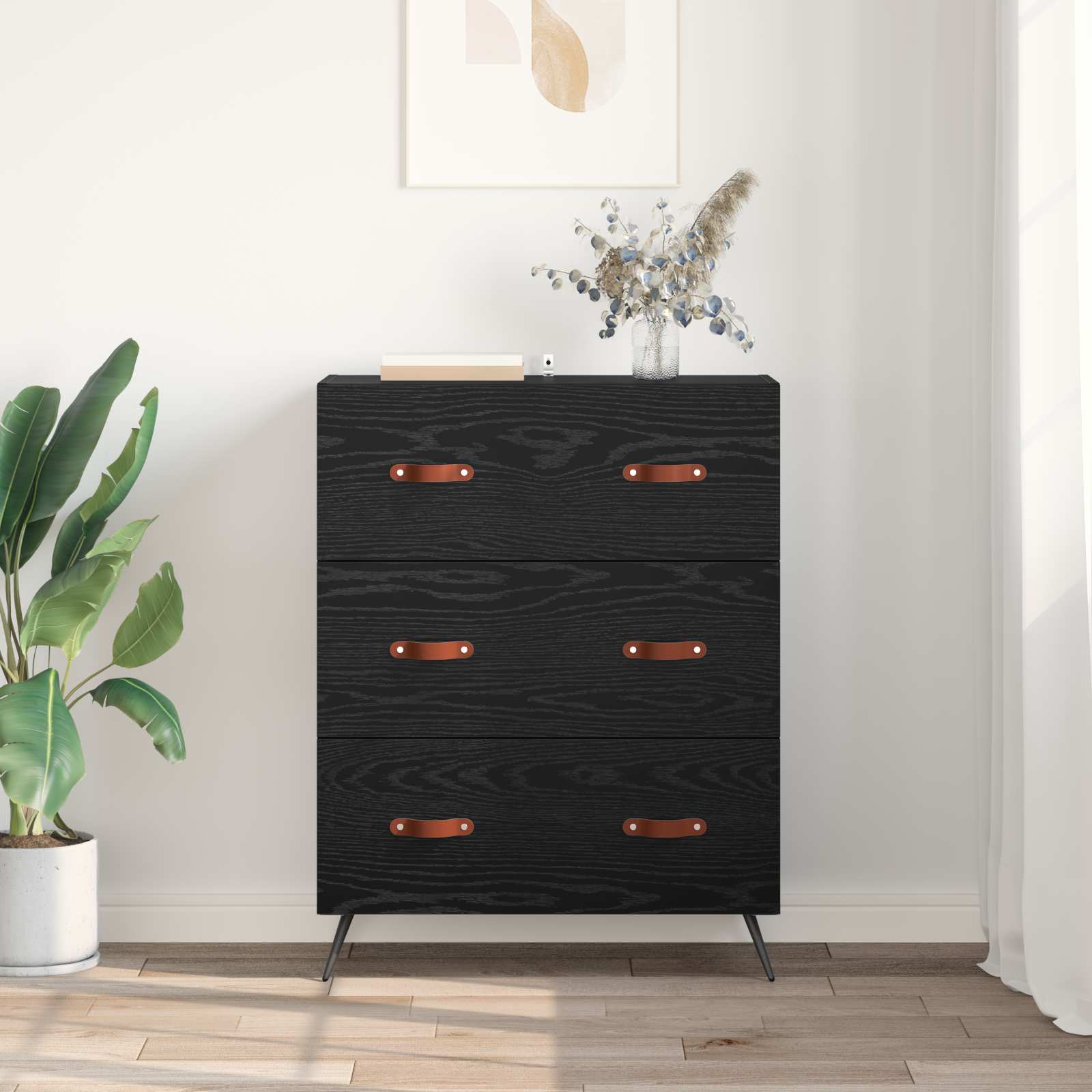 Commode Chêne Noir 69,5 x 34 x 90 cm Bois d’ingénierie - XIOS