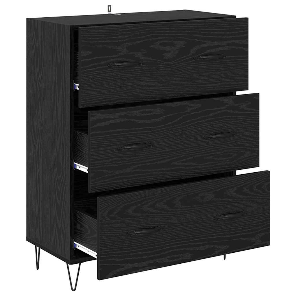 Buffet Chêne noir 69,5 x 34 x 90 cm Bois d'ingénierie et fer - XIOS