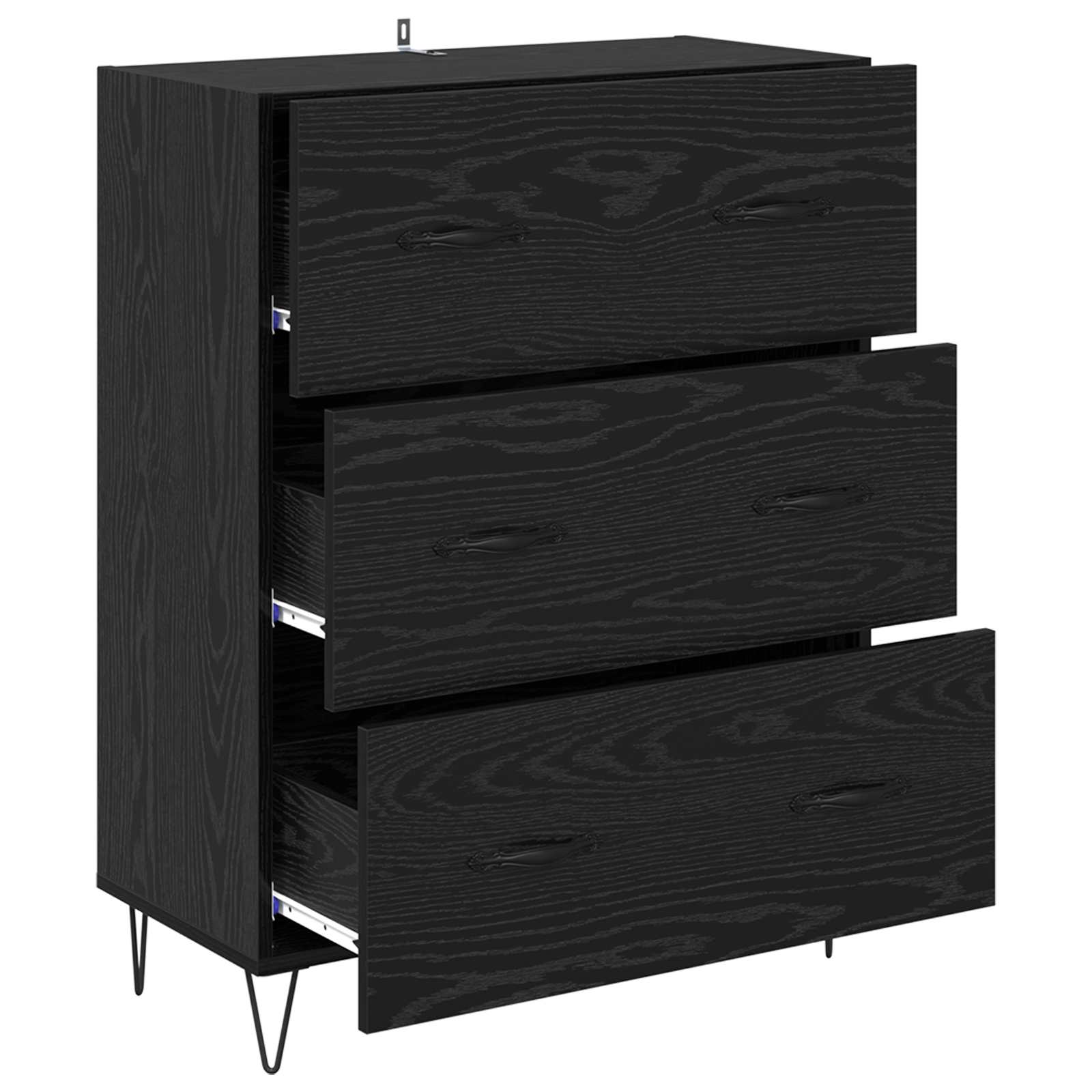 Buffet Chêne noir 69,5 x 34 x 90 cm Bois d'ingénierie et fer - XIOS