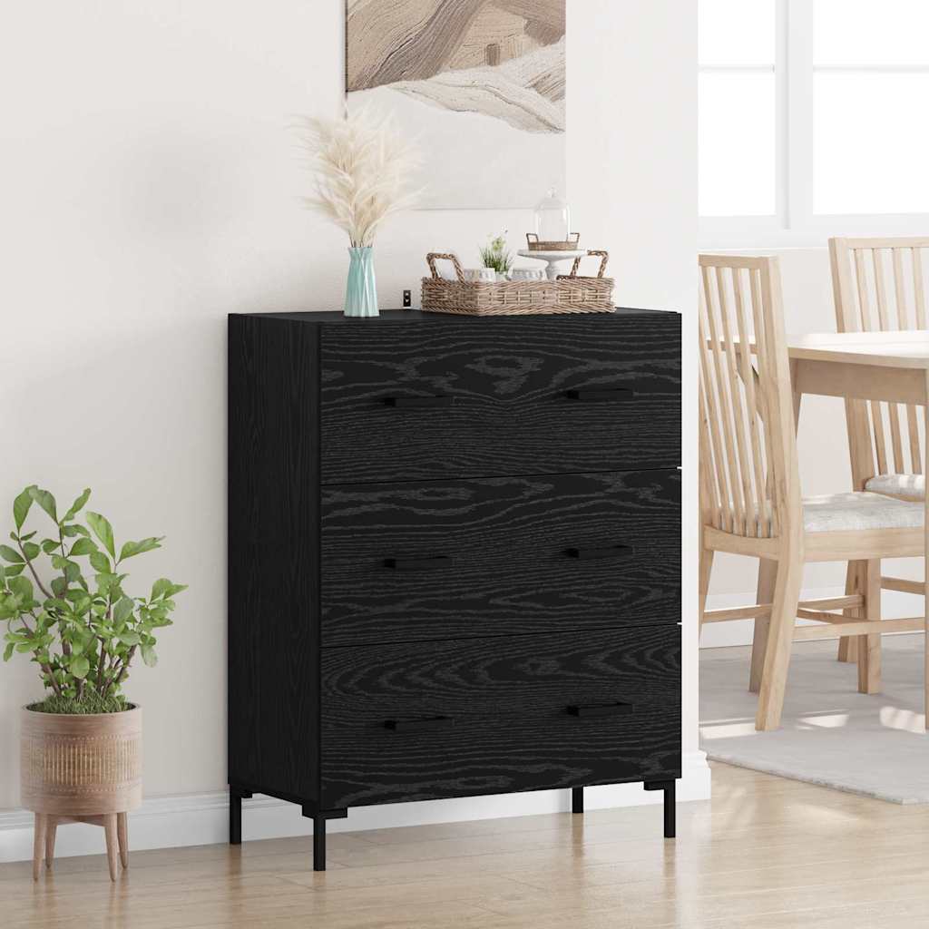 Buffet Chêne noir 69,5 x 34 x 90 cm Bois d'ingénierie et fer - XIOS