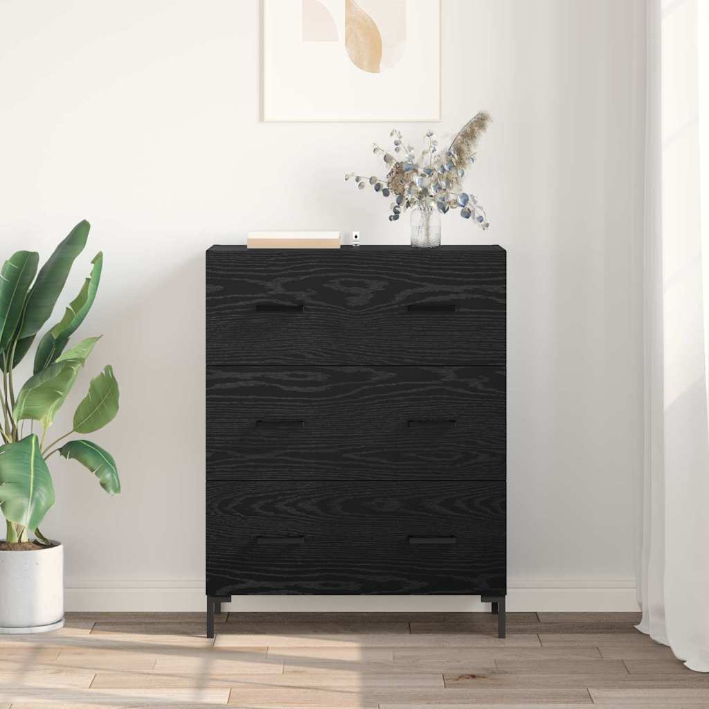 Buffet Chêne noir 69,5 x 34 x 90 cm Bois d'ingénierie et fer - XIOS