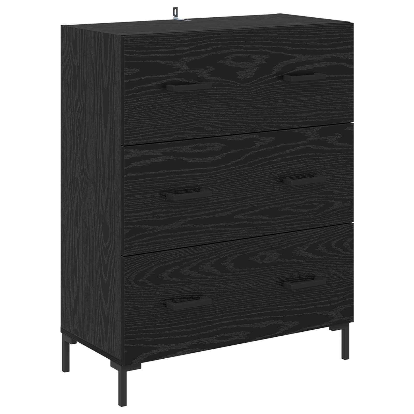 Buffet Chêne noir 69,5 x 34 x 90 cm Bois d'ingénierie et fer - XIOS
