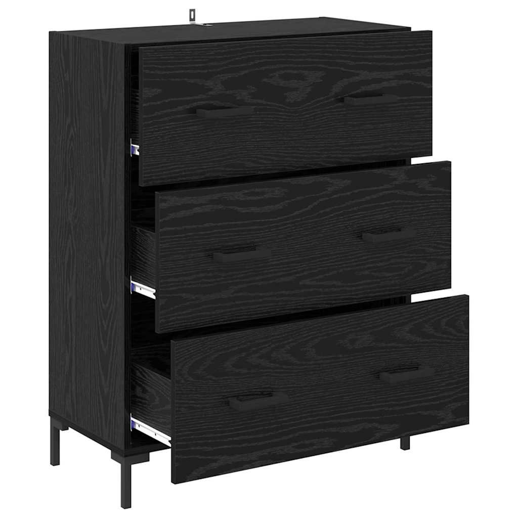 Buffet Chêne noir 69,5 x 34 x 90 cm Bois d'ingénierie et fer - XIOS