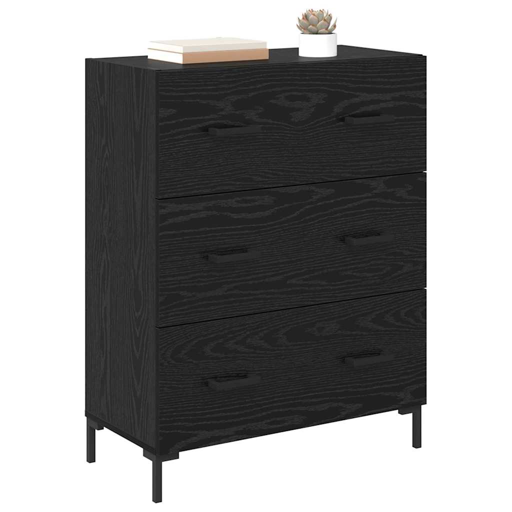 Buffet Chêne noir 69,5 x 34 x 90 cm Bois d'ingénierie et fer - XIOS