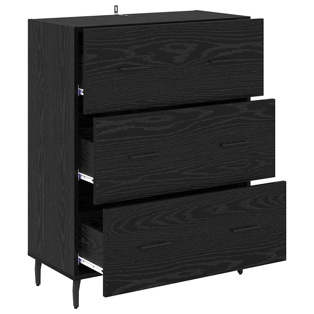 Buffet Chêne noir 69,5 x 34 x 90 cm Bois d'ingénierie et fer - XIOS