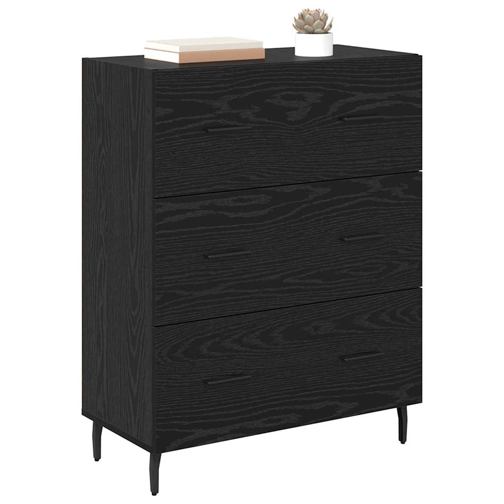 Buffet Chêne noir 69,5 x 34 x 90 cm Bois d'ingénierie et fer - XIOS