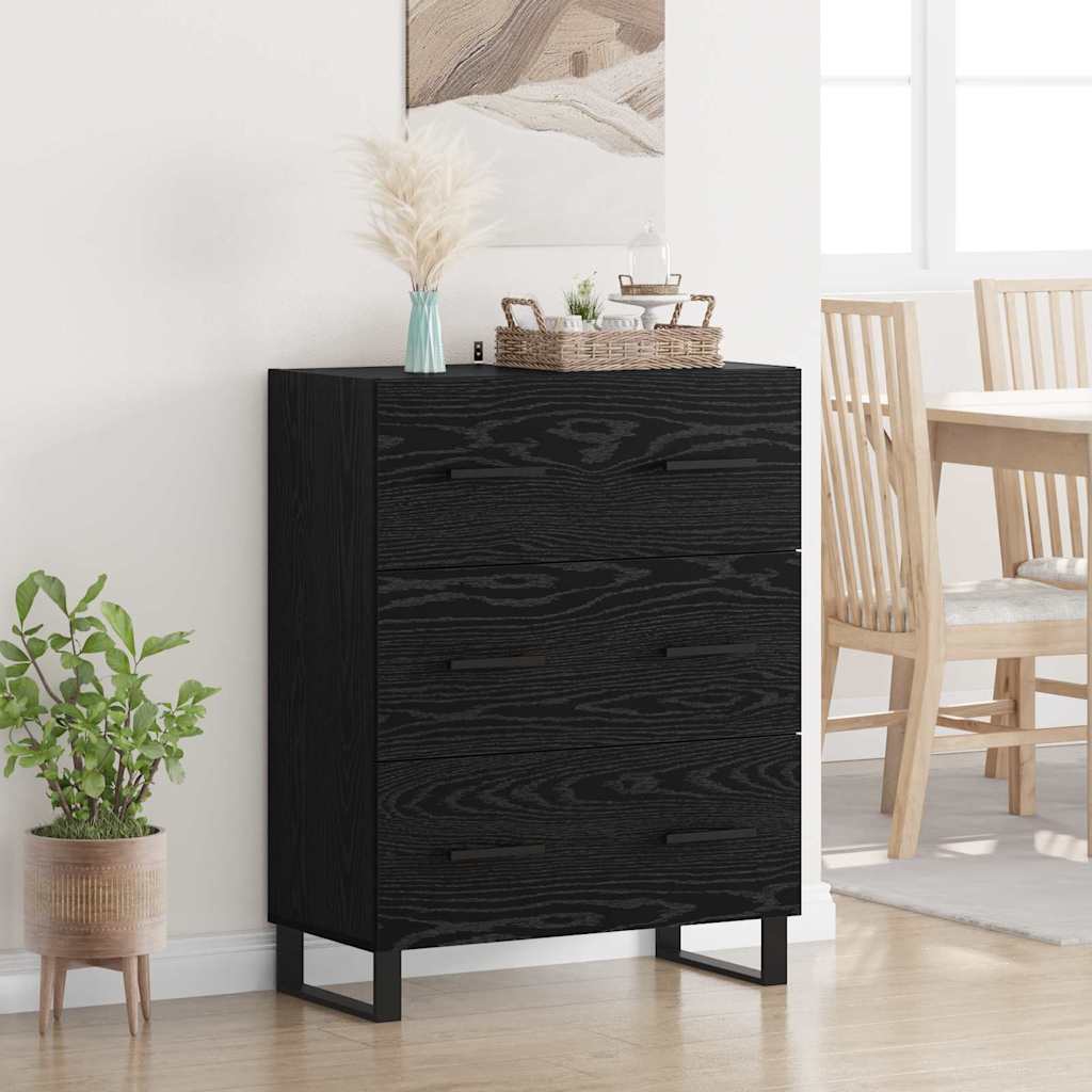Buffet Chêne noir 69,5 x 34 x 90 cm Bois d'ingénierie et fer - XIOS