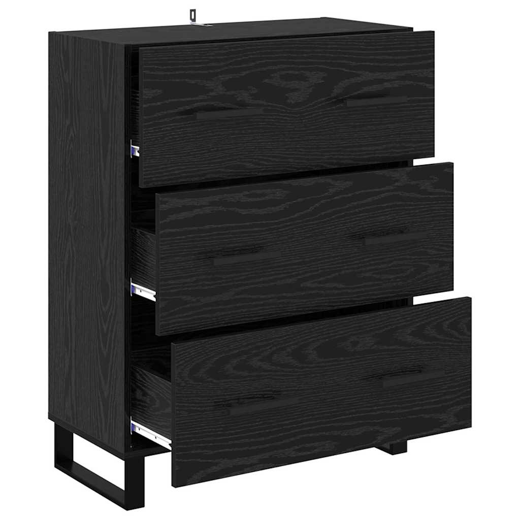 Buffet Chêne noir 69,5 x 34 x 90 cm Bois d'ingénierie et fer - XIOS