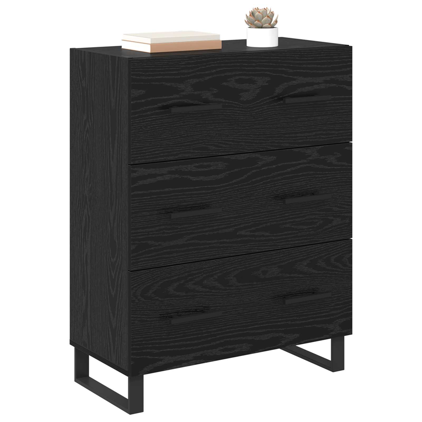 Buffet Chêne noir 69,5 x 34 x 90 cm Bois d'ingénierie et fer - XIOS