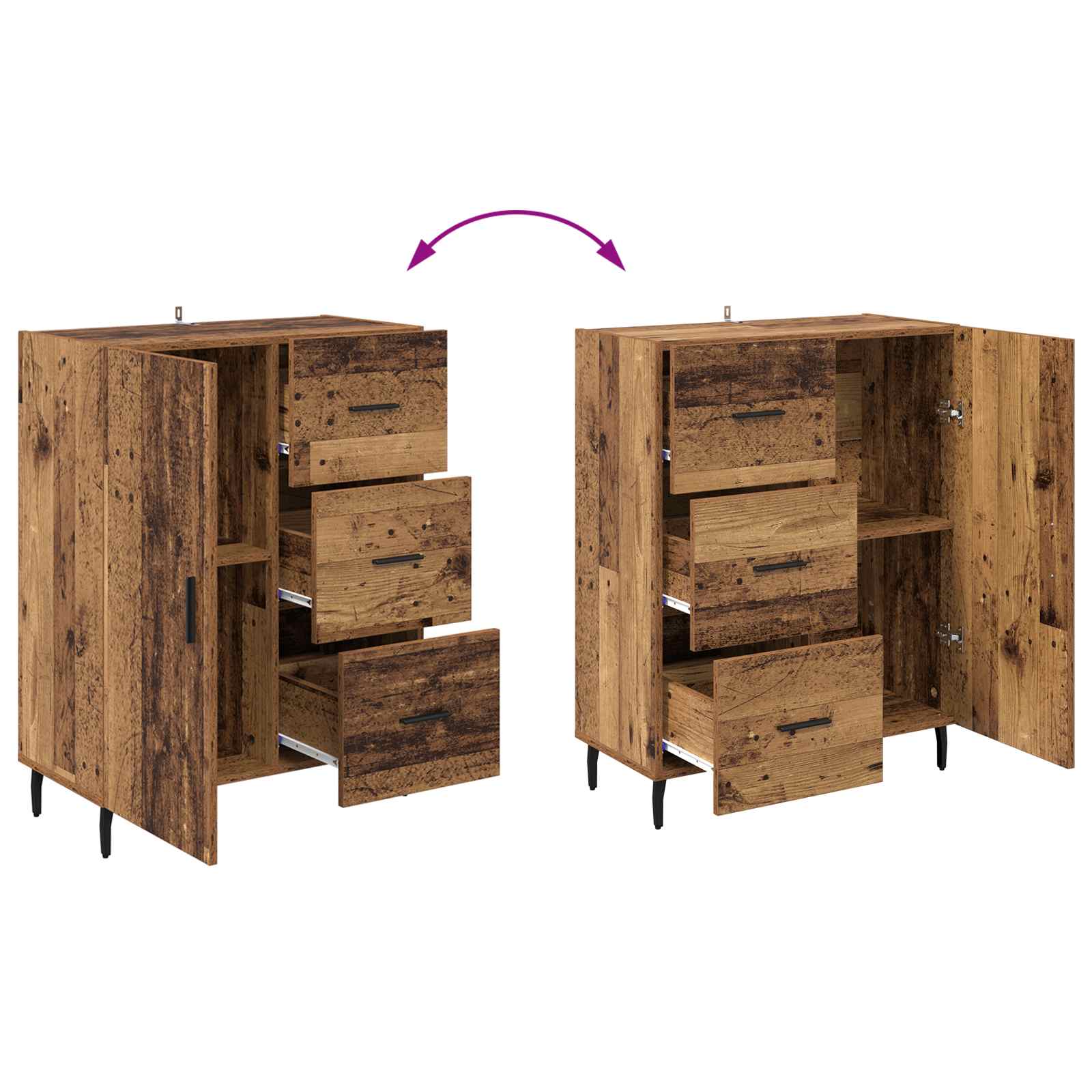 Buffet Bois Ancien 69,5 x 34 x 90 cm Bois d'ingénierie et fer - XIOS
