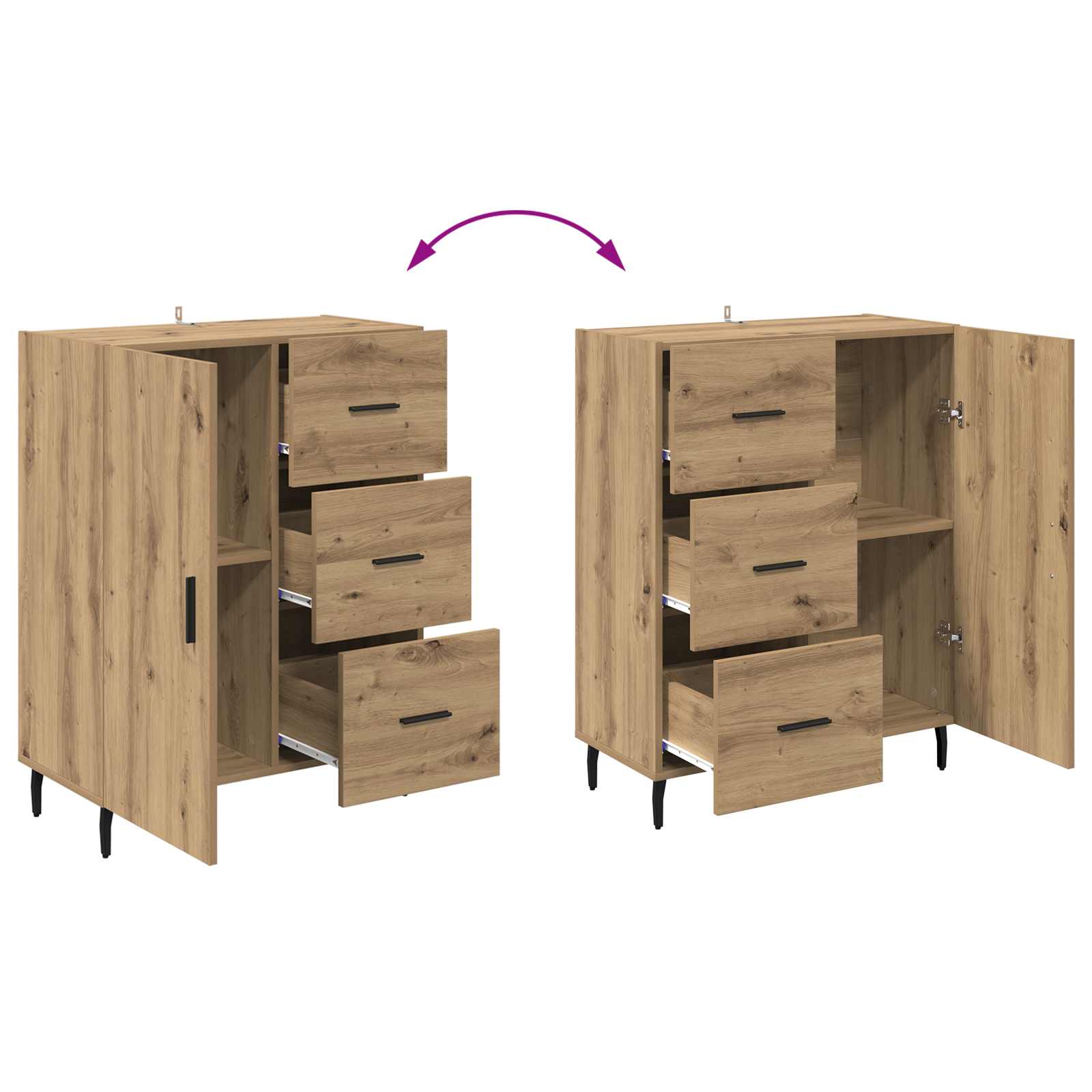 Buffet avec tiroir Chêne artisanal 69,5 x 34 x 90 cm - XIOS