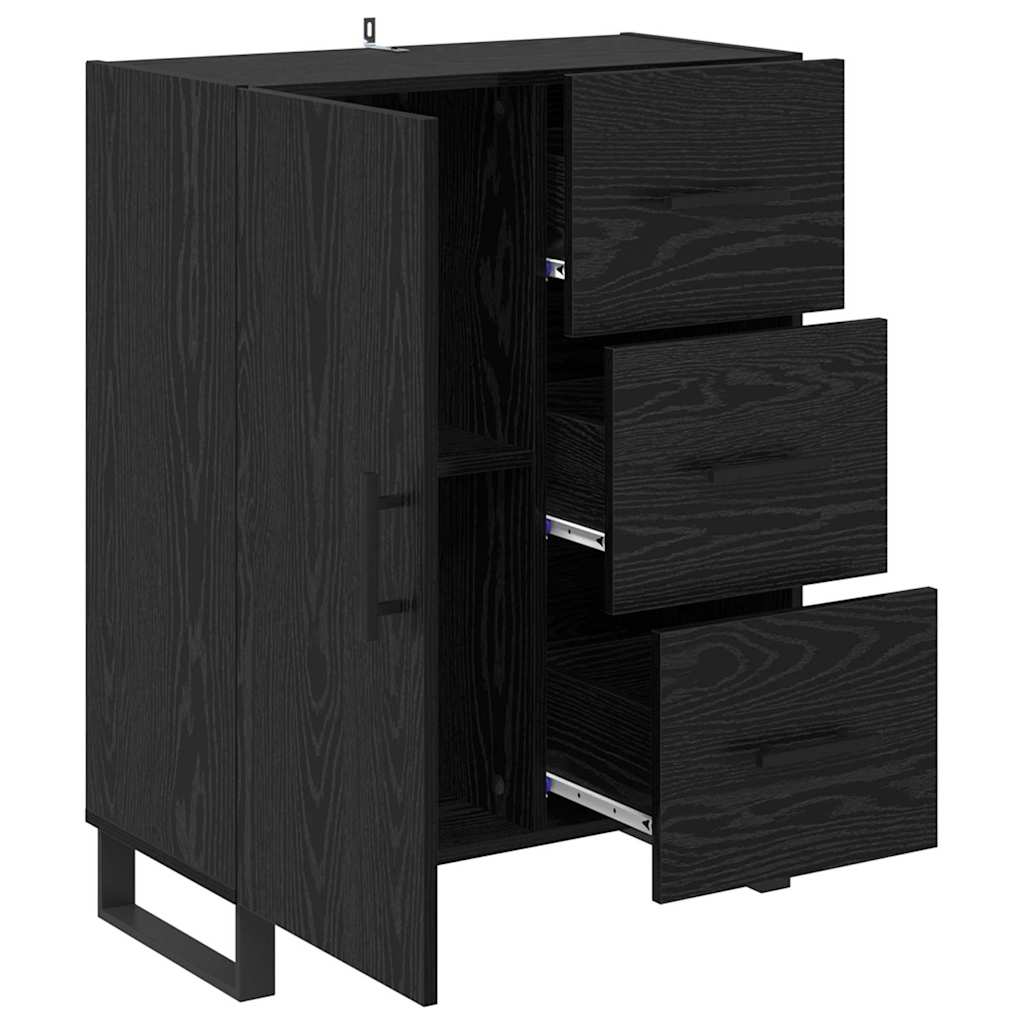 Buffet Chêne noir 69,5 x 34 x 90 cm Bois d'ingénierie et fer - XIOS