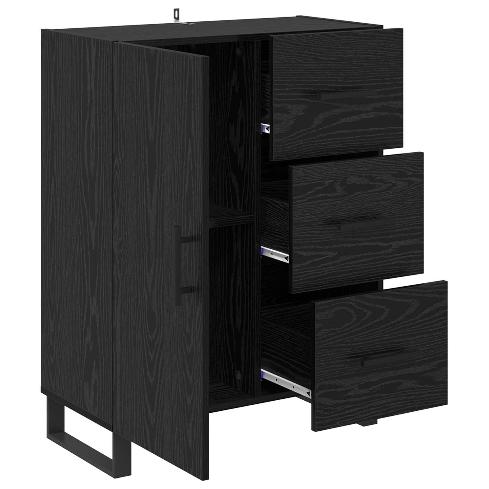 Buffet Chêne noir 69,5 x 34 x 90 cm Bois d'ingénierie et fer - XIOS