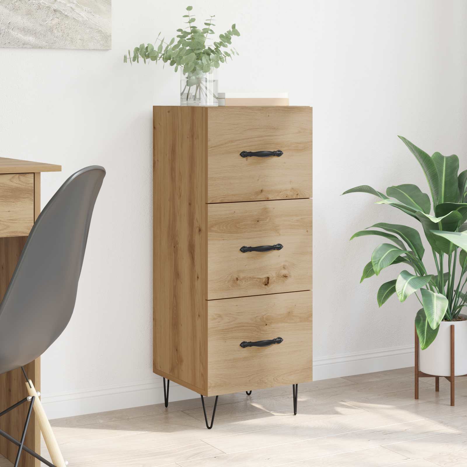 Buffet chêne artisanal 34 x 34,5 x 90 cm Bois d'ingénierie - XIOS