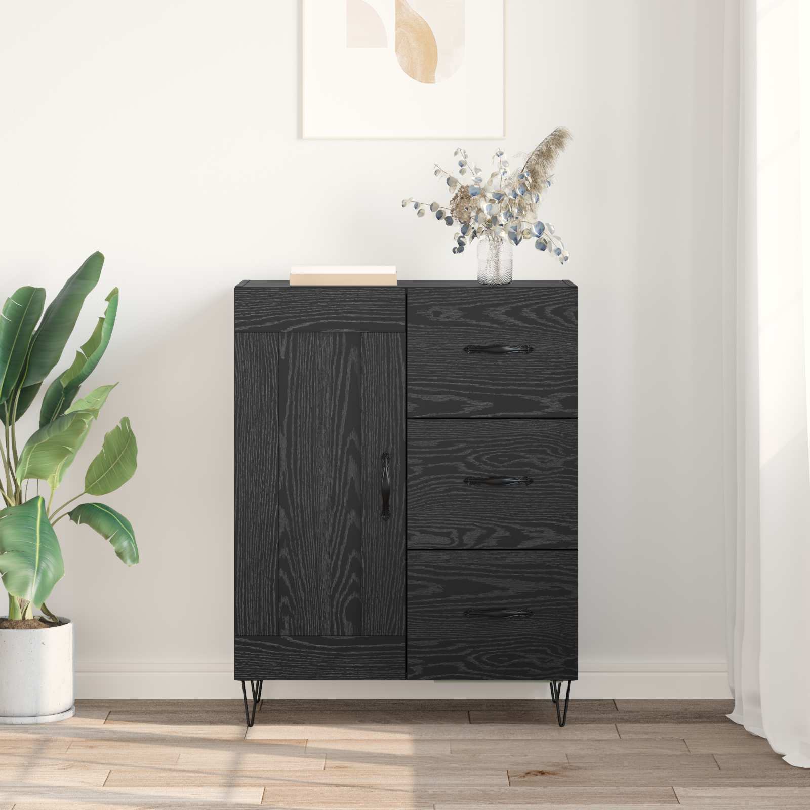 Buffet Chêne Noir 69,5 x 34 x 90 cm Bois d’ingénierie - XIOS