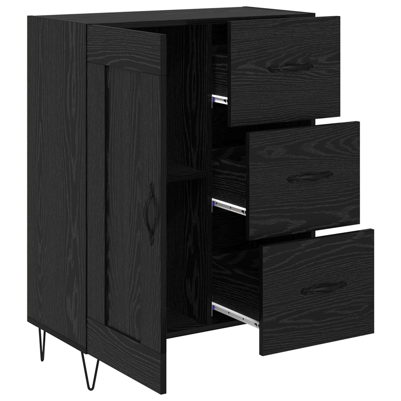 Buffet Chêne Noir 69,5 x 34 x 90 cm Bois d’ingénierie - XIOS
